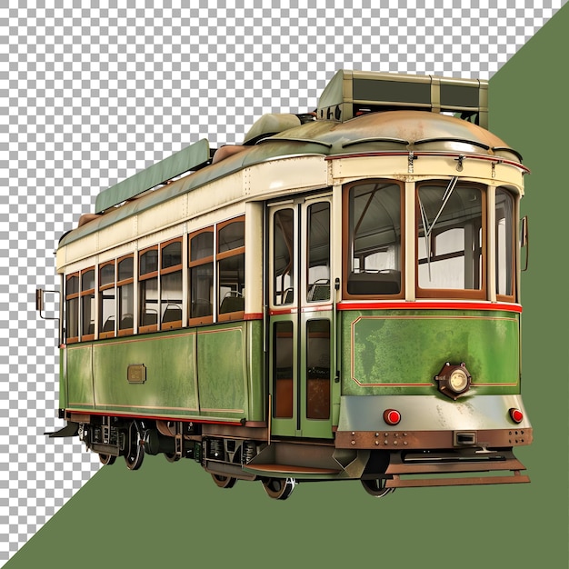 3d rendering of a historic tram on transparent background ai generated