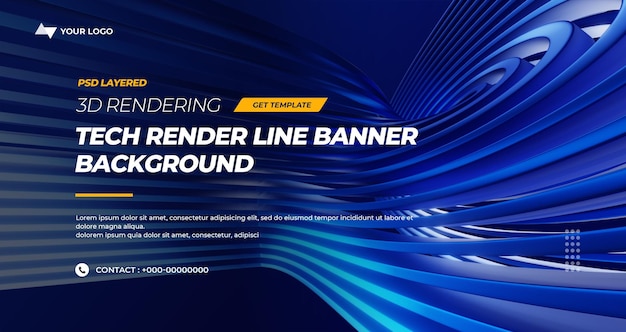 3D Rendering HiTech Lines Abstract Background Banner Layers