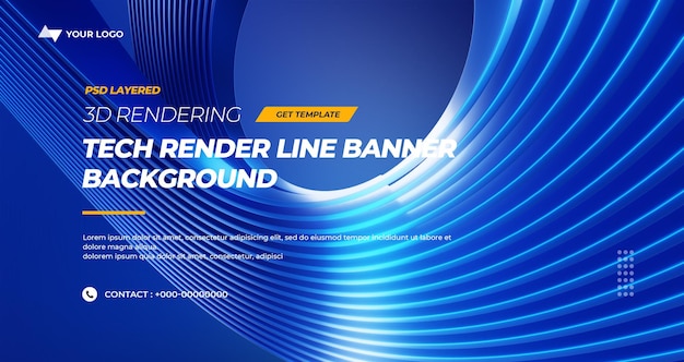 3d rendering hitech lines abstract background banner layers
