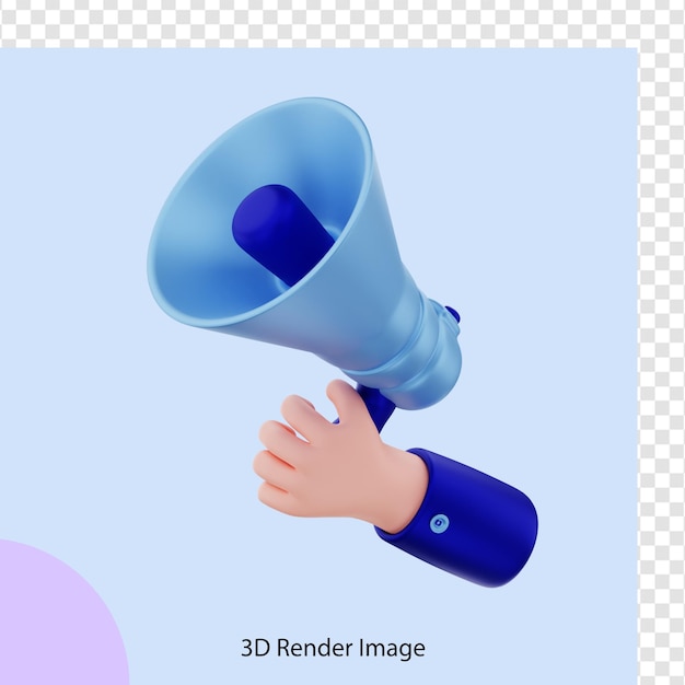 3d rendering holding megaphone in hand