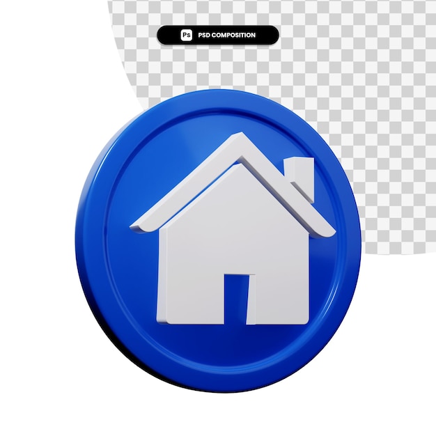 PSD 3d rendering home icon isolated