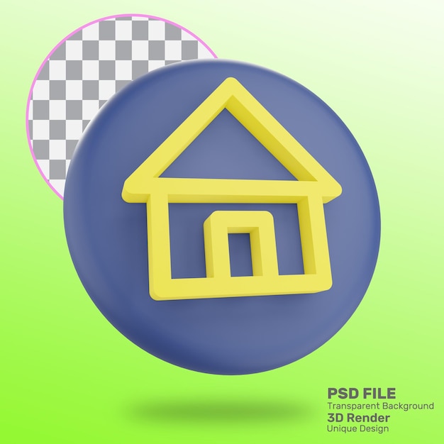 3d rendering home icon premium psd