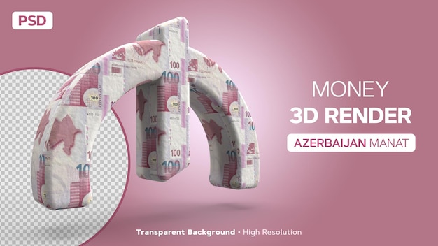 PSD 3d rendering honderd bankbiljet textuur azerbeidzjan valuta manat op een transparante achtergrond