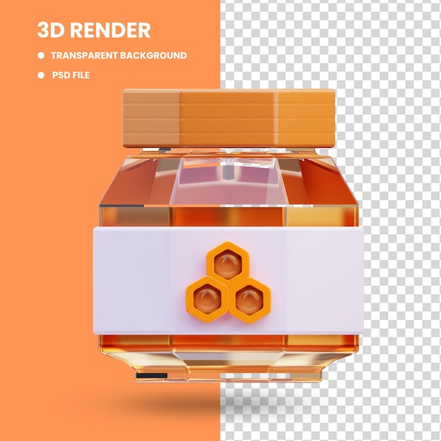 3d rendering of honey jar icon illustration for health