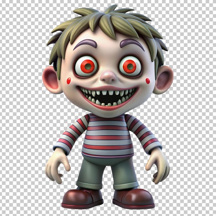 PSD 3d rendering of a horror cartoon zombie