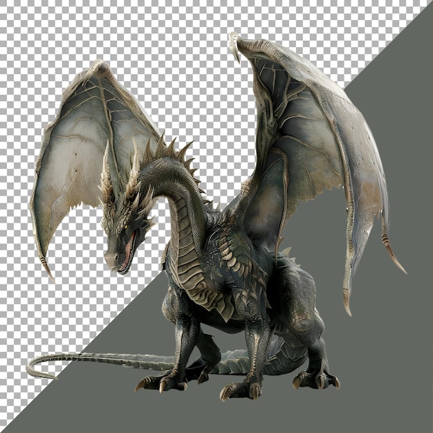 3D rendering Horror Dragon na przezroczystym tle Ai Generated