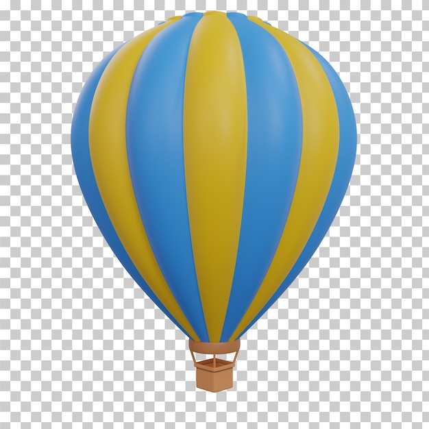 PSD 3d rendering hot air balloon isolated