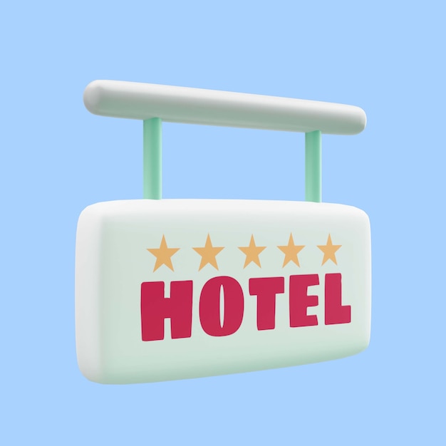 PSD 3d rendering of hotel travel icon