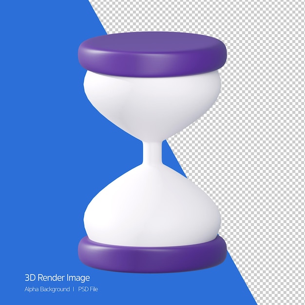 3d Rendering of hourglass,Sand clock icon isolated on white.