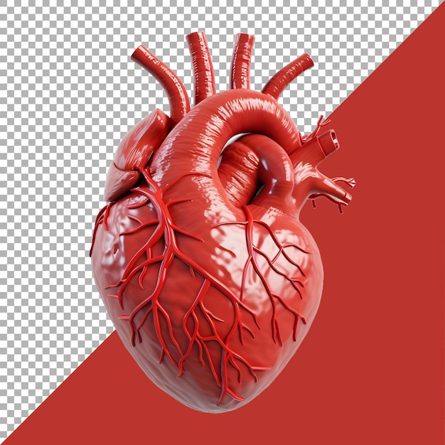 Rendering 3d di un cuore umano su sfondo trasparente ai generato