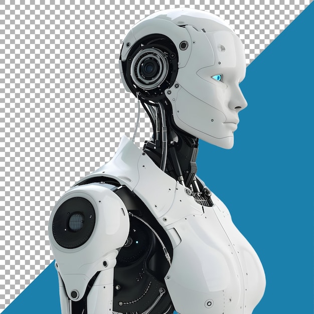 PSD rendering 3d di un robot umanoide su uno sfondo trasparente generato da ai