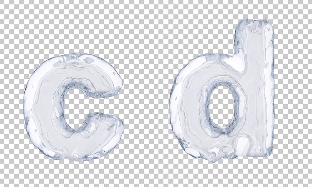 3d rendering of ice alphabet c and alphabet d