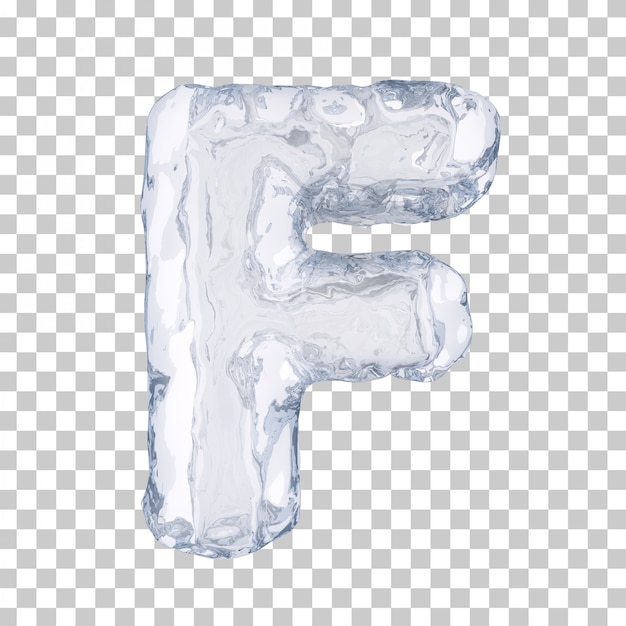 3d rendering of ice alphabet f