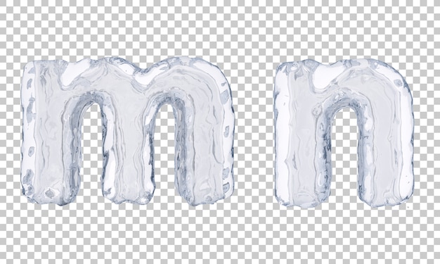 Rappresentazione 3d dell'alfabeto m. del ghiaccio e dell'alfabeto n