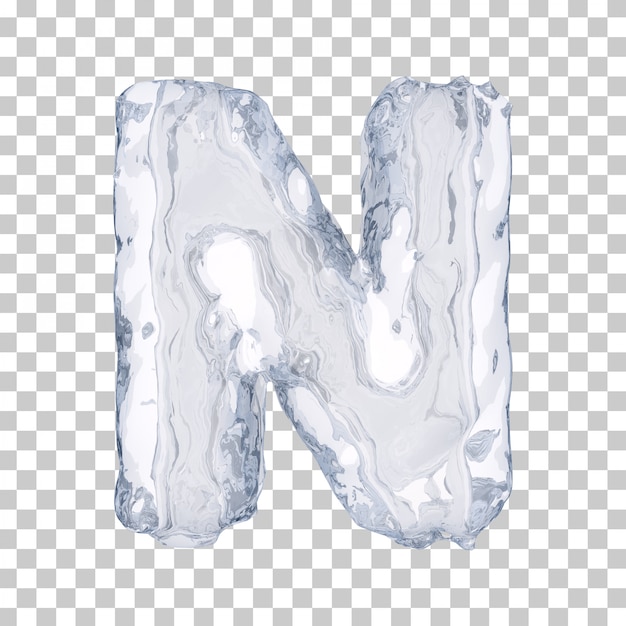 3d rendering of ice alphabet n