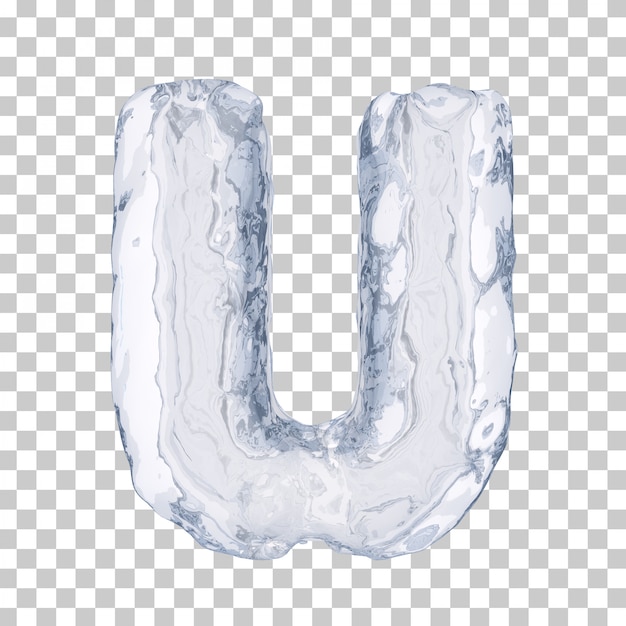 3d rendering of ice alphabet U