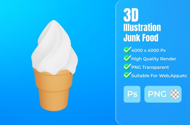 3d rendering of ice cream fast food icon