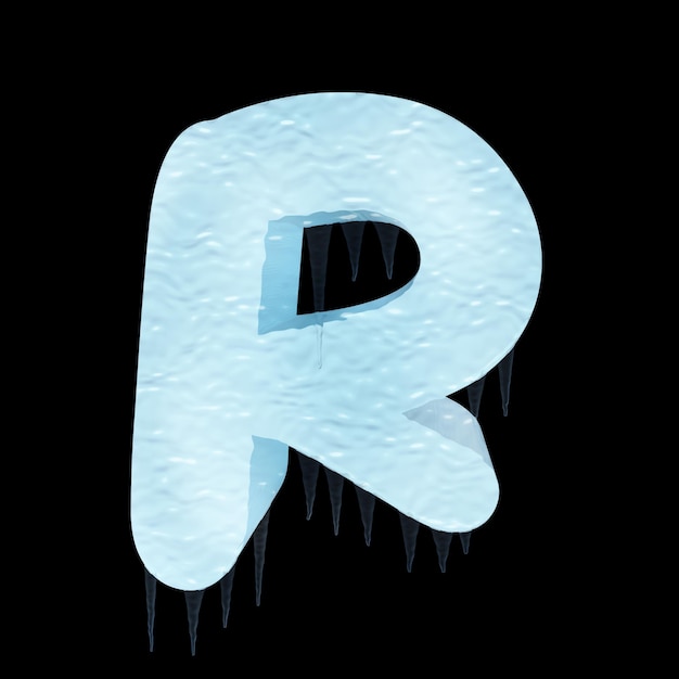 PSD rappresentazione 3d della fontana di ghiaccio lettere r