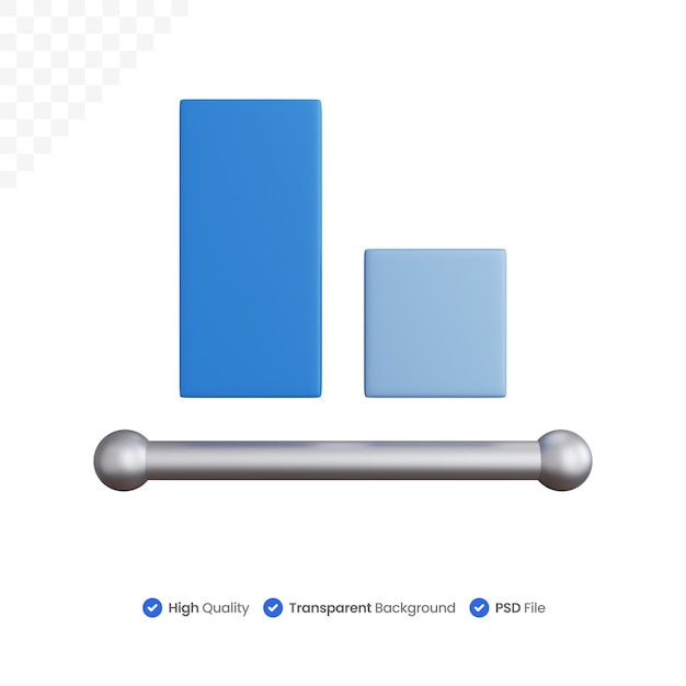 PSD Значок 3d-рендеринга align bottom изолирован