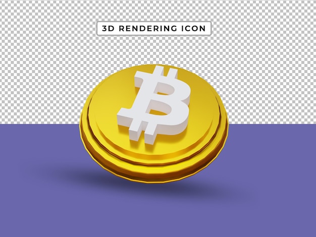 3d rendering icon bitcoin golden icon