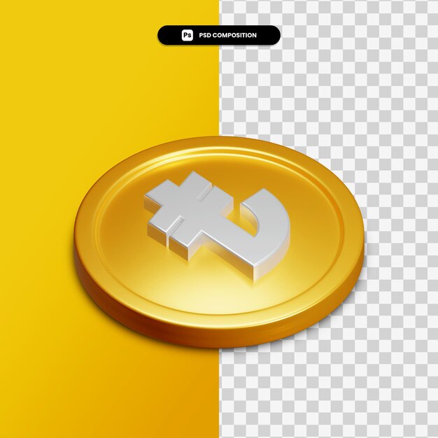 3d rendering icon on golden circle isolated