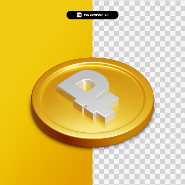 3d rendering icon on golden circle isolated