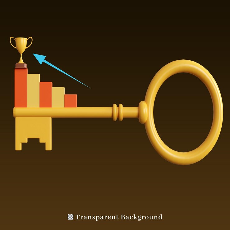 PSD 3d rendering icon key to success