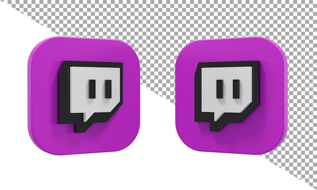 PSD 3d rendering icon logo twitch isometric