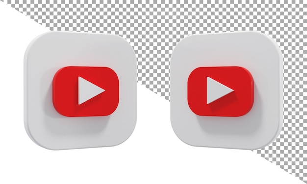 3d rendering icona logo youtube isometrico