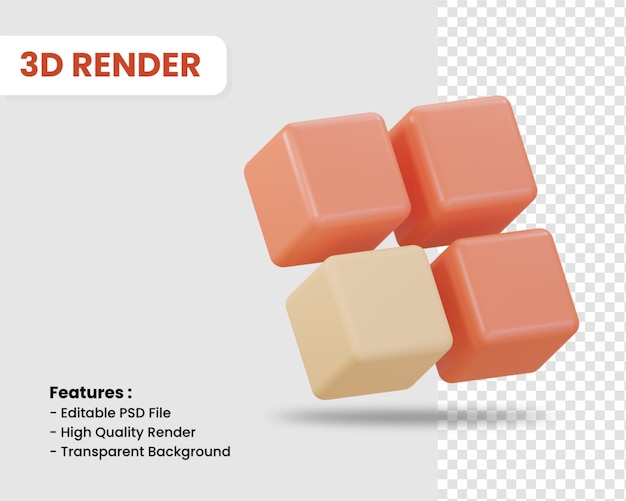 3d rendering icon of multiple cubes isolated