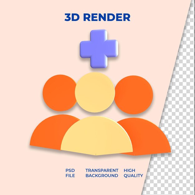 3d rendering icona salute delle persone