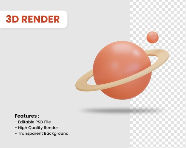 3d rendering icon of planet isolated