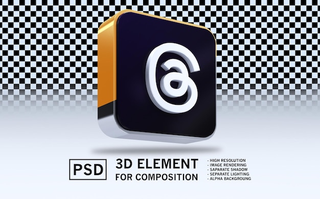 3D Rendering Icon Sosmed threads