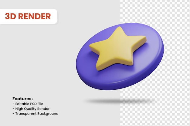 Icona della rappresentazione 3d del distintivo della stella isolata. utile per l'illustrazione del design di un sito web o di un'app mobile.
