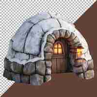 PSD 3d rendering of a igloo ice house on transparent background ai generated
