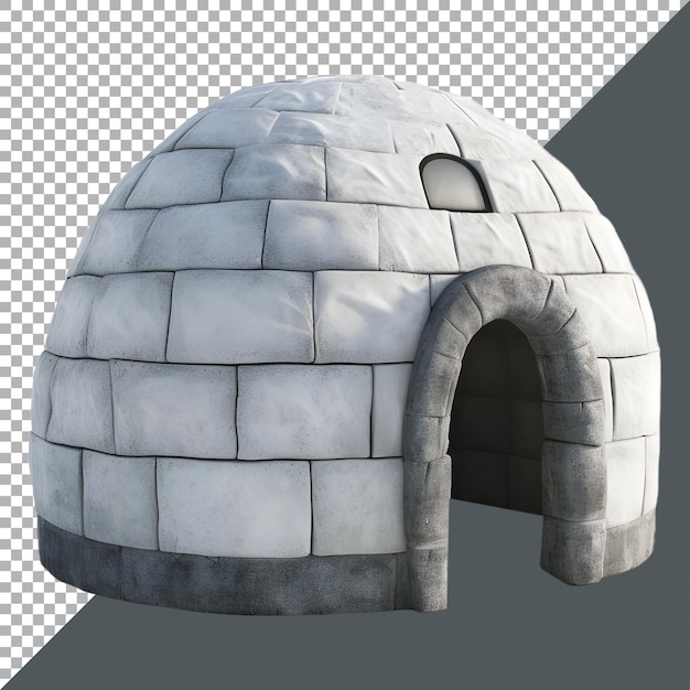 PSD rendering 3d di una casa di ghiaccio igloo su uno sfondo trasparente generato da ai