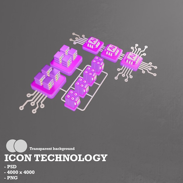 3D-rendering ikonteknologi blockchain og kunstig intelligens