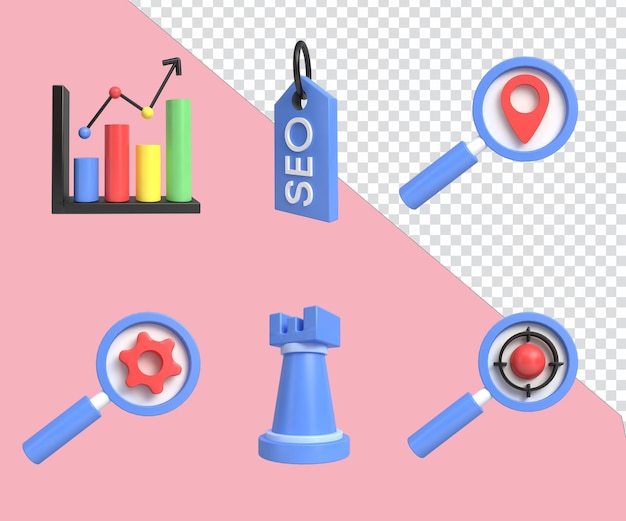 3D-rendering illustratie icon set digitale marketing