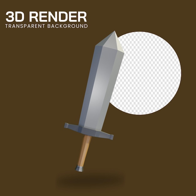 PSD 3d-rendering illustratie van een zwaard