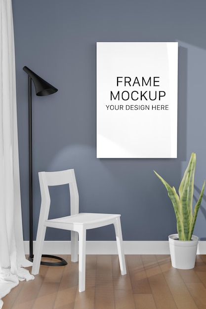 3D-rendering illustratie van frame poster frame mockup in moderne interieur achtergrond, woonkamer of flyer of reclame ontwerp plaatsen