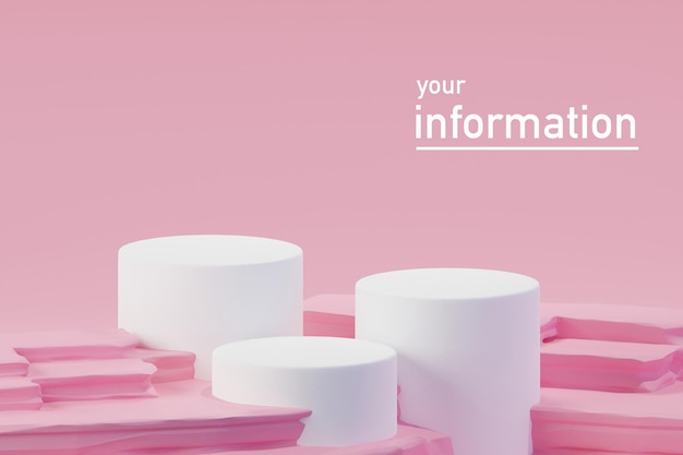 3D-rendering illustratie van podium podiumvertoning in minimaal ontwerp.