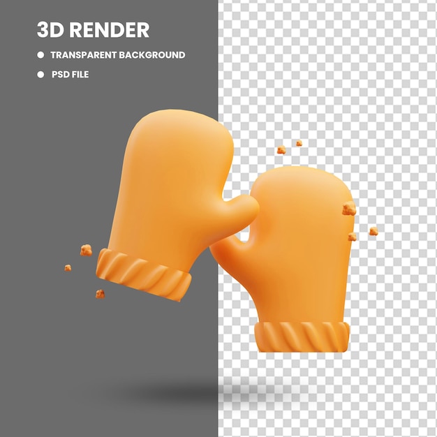 3d-rendering illustratie van schattige keukengerei anti-hitte handschoen