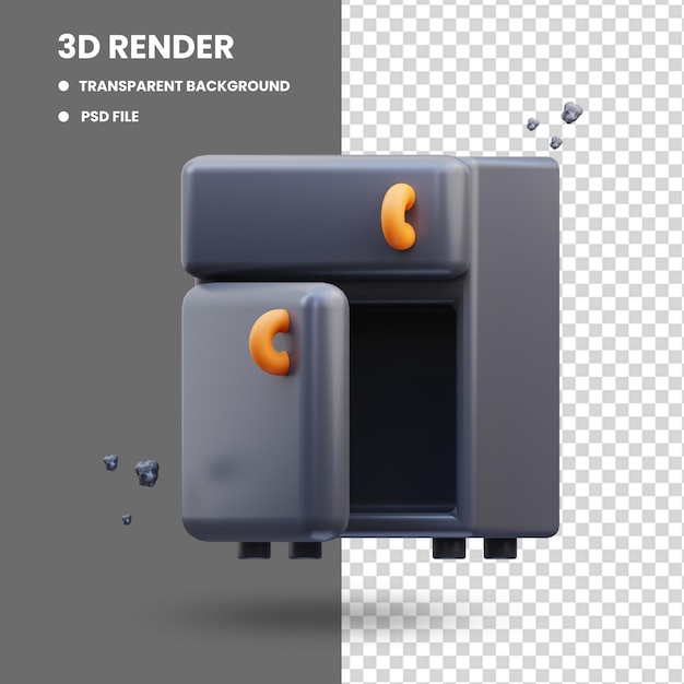 3D-rendering illustratie van schattige koelkast vriezer keukenapparaat icon