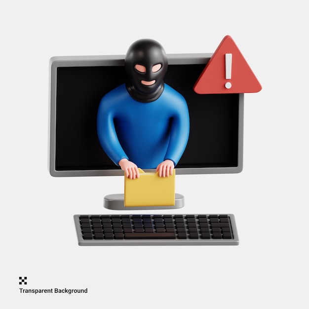 3D-rendering illustration af diskret registrering af hacker