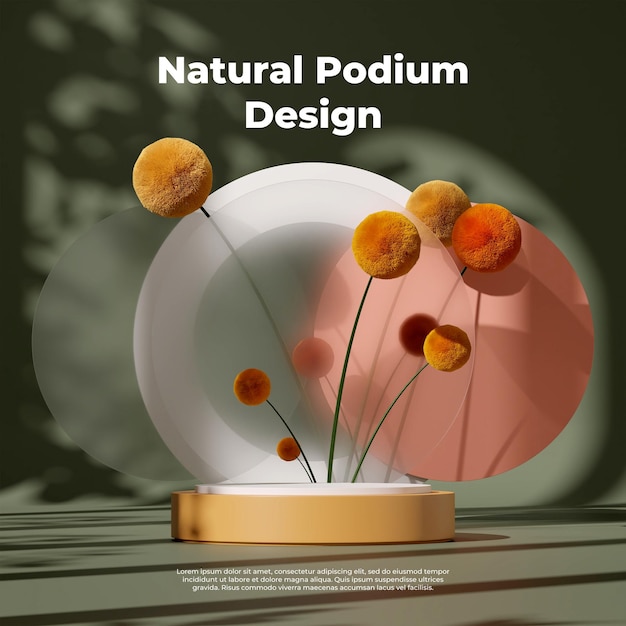 3D-rendering illustration af tomt podiedisplay til produkt mockup med grøn baggrund