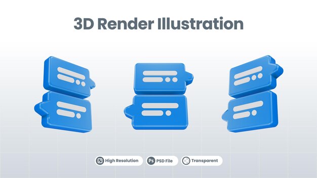 PSD rappresentazione 3d della bolla di chat dell'illustrazione