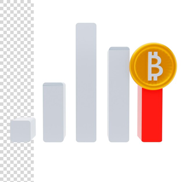 Rendering o illustrazione 3d statistica crypto down