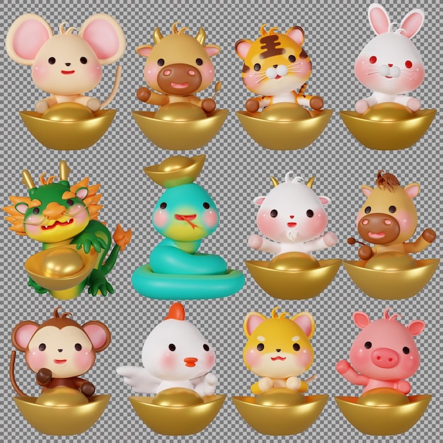 PSD 3d rendering illustration cute zodiac signs