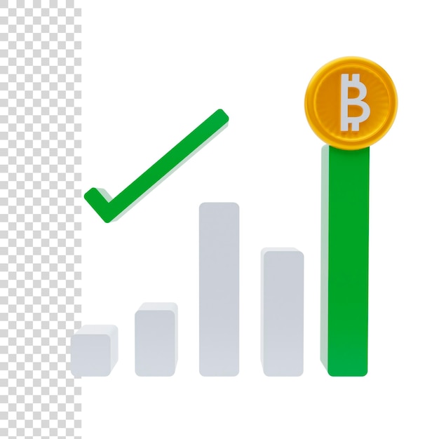 3d rendering or illustration growth in bitcoin pricing