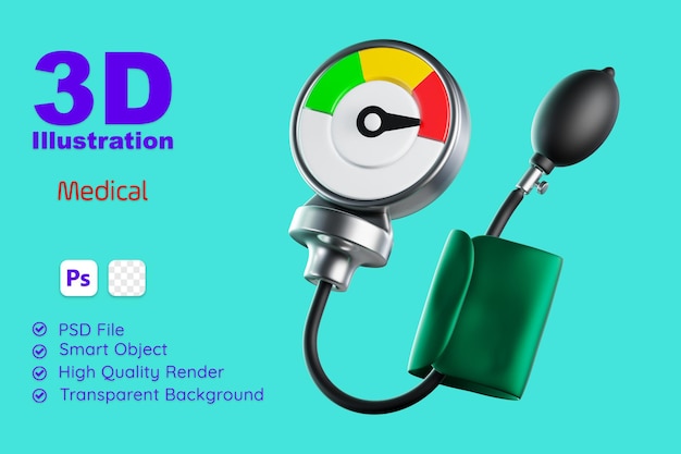 PSD 3d rendering illustration icon healthcare medical healthy icons blood pressure